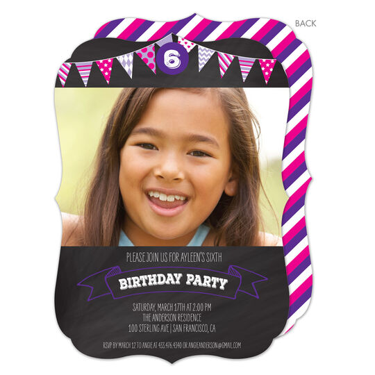 Pink Birthday Banner Invitations